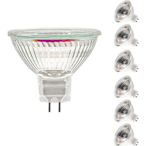 Ampoules Halogènes MR16,Halogène 12V 20W MR16,GU5.3 Ampoules Spot 20W de Plafond 2 Broches Dimmables,Halogène 2700K Blanc Chaud,6pc (1/5)
