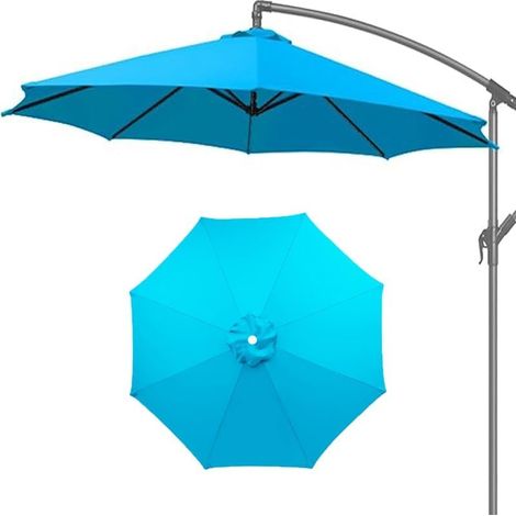 Tela para sombrilla de 6.5 pies, 9 pies y 10 pies, cubierta para parasol, toldo de repuesto para patio, 8 varillas, fácil de instalar (rojo, 8 varillas) (azul cielo, 9 pies, 8 varillas) (1/5)