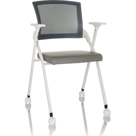 Besucherstuhl / Klappstuhl PRIORITY II W Netzstoff / PU grau hjh OFFICE (1/5)