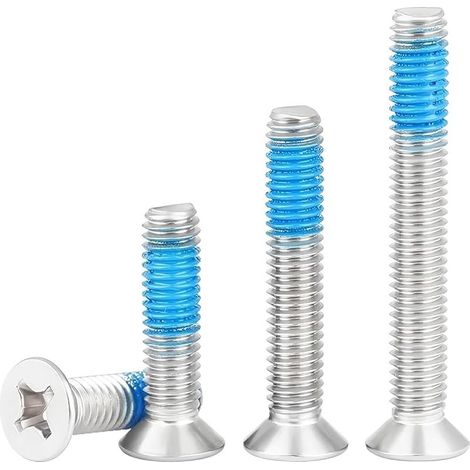 Lot de 20 Vis à Tête Fraisée Phillips M2x5mm en Acier Inoxydable, Petites Vis avec Revêtement en Frein Filet Bleue, Pour l'Équipement de Machine et les Meubles (1/5)