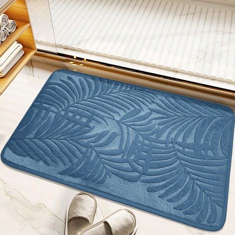 Badezimmerteppich, blau, 1 Stück, 40 x 60 cm Saugstarker und rutschfester Teppich für Badezimmer, Wohnzimmer, Schlafzimmer und Küche (1/5)