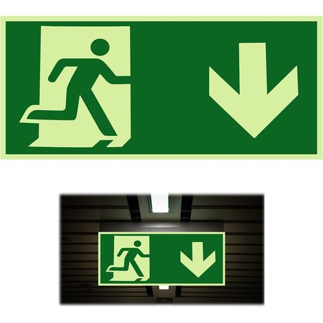 Emergency Exit Sign, long lasting luminescence and self-adhesive, PVC Protecticure - Signalétique de Sécurité Conforme aux Normes ISO DIN 7010/DIN 67510-300x150 mm (1/5)