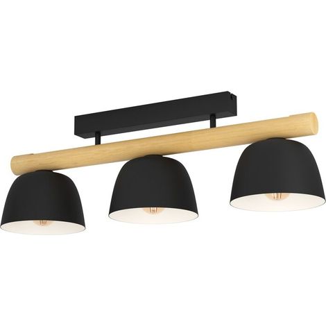 [GEBRAUCHT] B-Ware Eglo Deckenleuchte Sherburn 3-flg LED Lampe Leuchte dimmbar schwarz-braun 80cm (1/2)