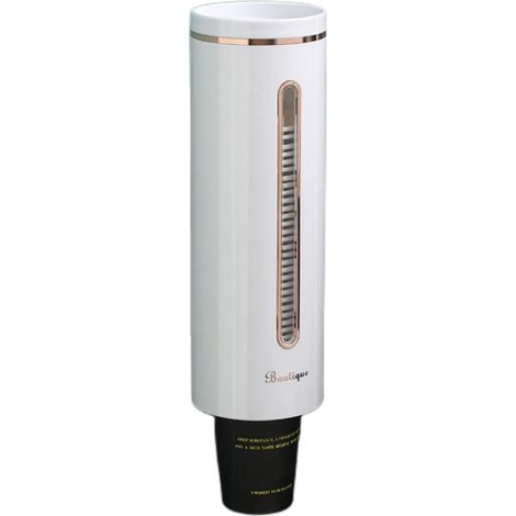 Distributore di bicchieri monouso da parete, portabicchieri in plastica antipolvere per bicchieri di carta e plastica, fino a 45-50 bicchieri di 5,5-7,6 cm di diametro (bianco)