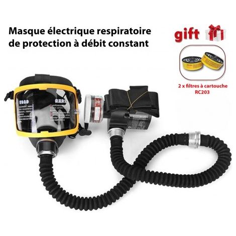 Masque respiratoire à gaz électrique avec débit constant – 2 filtres RC203 – Protection contre particules chimiques et vapeurs organiques – ME (1/5)