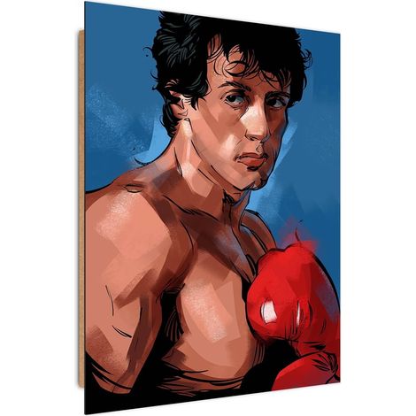 Tableau bois Rocky Sylvester Stallone - 50 x 70 cm (1/5)