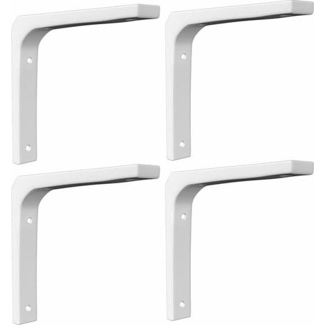 Supports d'étagère robustes - équerre d'angle, support mural en L avec vis, blanc froid - 20 cm (1/5)