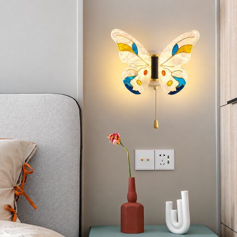 Applique murale LED papillon avec tirette 23060190MM 8W variation 3 couleurs abat-jour acrylique 23 × 6 × 19 cm 1 kg – Livraison gratuite