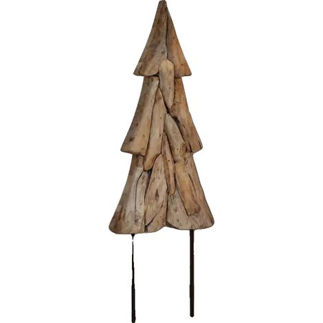 Árbol de Navidad, madera maciza de teca, para uso interior, marrón. (1/2)
