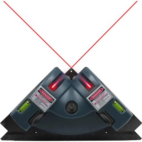 Projecteur de ligne laser à angle droit, boîtier plastique intégré, laser infrarouge horizontal et vertical, outil de nivellement de carrelage, rapporteur laser, bleu (1/5)