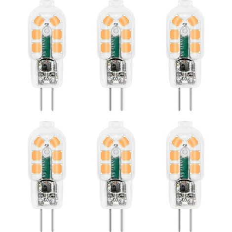 G4 LED-Lampe 12V 2W Warmweiß 3000K, 200lm, entspricht einer G4 10W 20W Halogenlampe, nicht dimmbar, Zweistift-Sockel G4 12V LED AC/DC für Kronleuchter, Tischlampen, 6er-Pack [Energieklasse F]