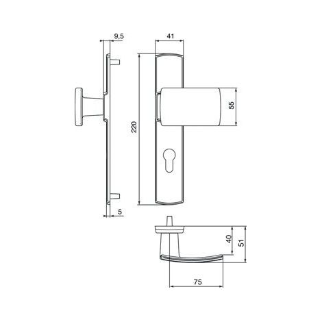 Set de Poignée de Porte sur Plaque - Version Clé I pour Porte Palière, Entraxe 195 mm - Pose Facile - en Zamak - Vis Extérieures Invisibles - Finition Platine