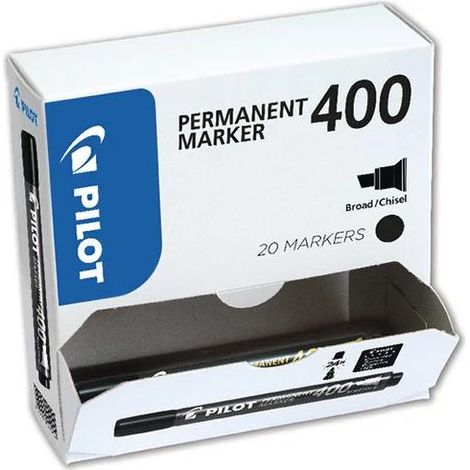 Pilot 400 marcatore permanente Punta smussata Nero 20 pz (1/4)