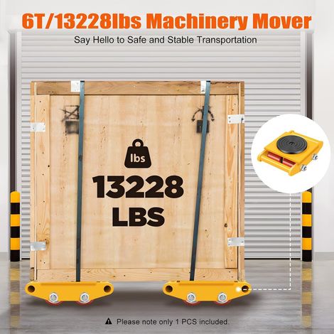 6T Panzerrollen, Schwerlast-Transportrollen aus Kohlenstoffstahl, MaschinenRoller Mover Cargo Trolley mit 360° Rotation, 4 Roller für Maschinen, Möbel und Geräte (1/5)