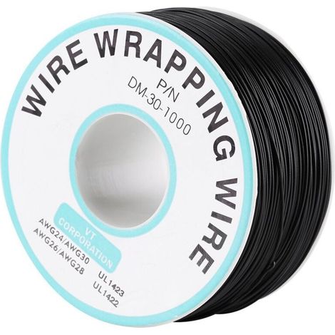 250m 30AWG Rouleau de Câble Electrique de Cuivre Etamé Isolant en PVC Noir (1/4)