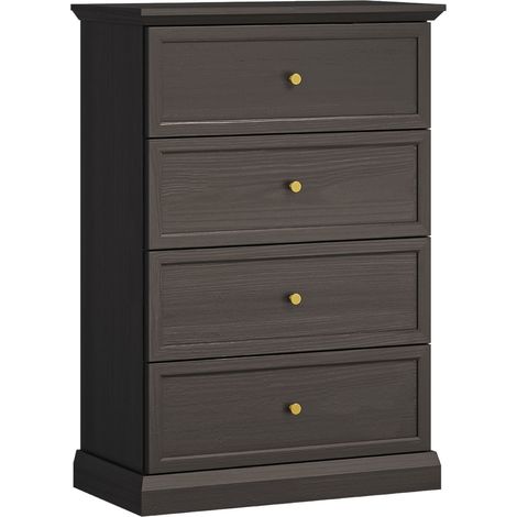 AX LIVING Kommode Schmal Levantos K4S – 75,5 cm, Schwarz Grafit