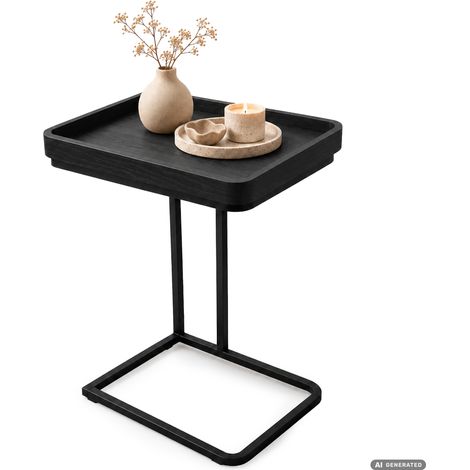 Mesa auxiliar HYGGO negra 40 cm rectangular estructura negra estilo industrial 40x30x60 cm (1/5)