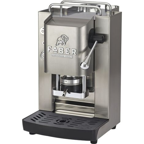 FABER COFFEE MACHINES  Pro 3.0 Inox  Cafetera ESE 44 mm de acero con válvula magnética, soporte para cápsulas extraíble y recipiente de cristal (satén mate)