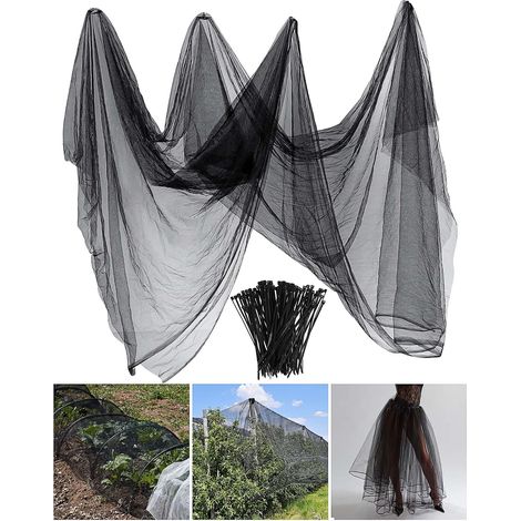Moustiquaire de Jardin, Filet de Protection Contre Les Mouches, Les Oiseaux, la Chasse, Les Plantes aveugles (Noir, 3 x 10 m) (1/5)