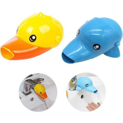 2 PCS Enfants Extenders, Robinet de Rallonge, Évier Poignée Extender, pour Que Les Bébés Et Les Enfants Se Lavent Les Mains dans La Salle De Bain Et La Cuisine(Canard Jaune / Dauphin Bleu) (1/5)