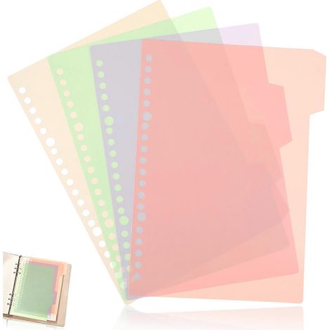 4 intercalaires roses avec onglets, classeurs multi-matières à pochettes en polypropylène, cahier avec pochettes, classeurs pastel avec pochettes, organisation fonctionnelle (1/5)
