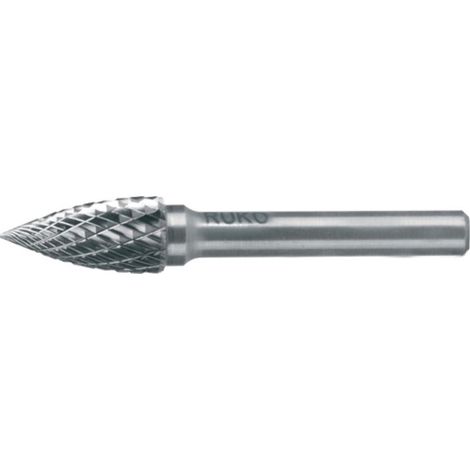 RUKO Fresa a candela in metallo duro SPG Ø 16 mm, lunghezza testa 25 mm, gambo Ø 6 mm, lucida, dentatura KVZ 4 - 116029. (1/4)