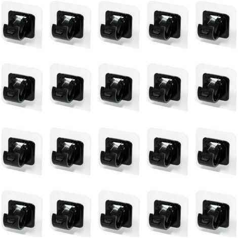 20 - Support Tringle Rideau - Fixation Adhésive - Sans Perçage Pour Salle De Bain Et Cuisine - Noir - Diamètre 2,2cm (1/5)