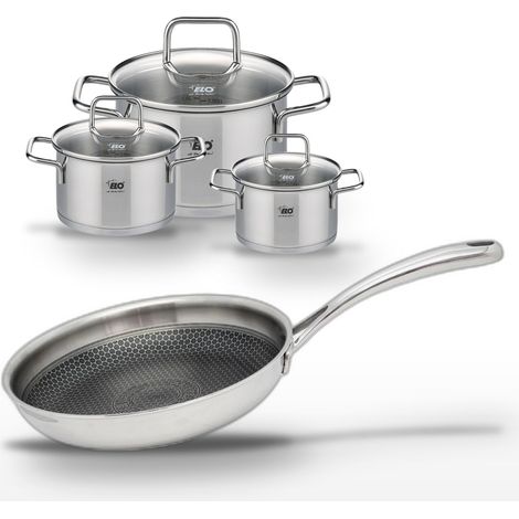 Lot de 3 Faitouts 12/14/20cm et Poêle 28cm Elo Relief Evolution (1/5)
