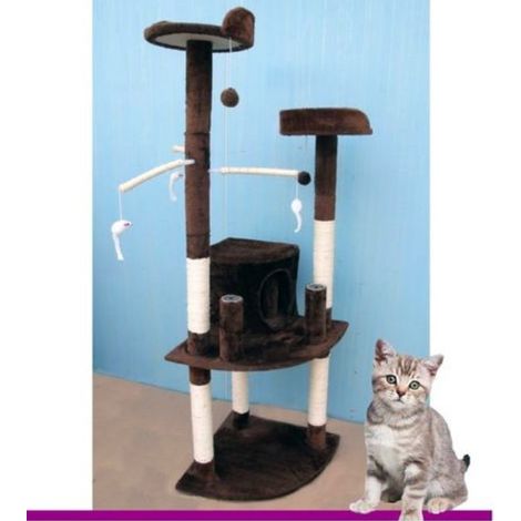 TrAdE Shop Traesio - Tiragraffi Per Gatti Albero Parco Giochi Tira Graffi A Colonna Gatto H155 Cm -