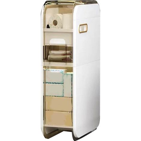 Placard d'angle de salle de bain blanc imperméable, grande capacité, rangement d'angle pour salle de bain et cuisine, 2 étagères, 41x18x58cm (1/5)