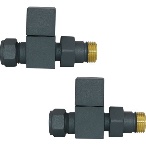 Straight Manual Valves 15mm Pair for Bathroom Heated Towel Rail Radiator Anthracite (1/3)