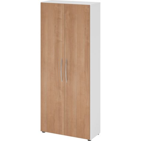 bümö basic Aktenschrank - 5 Ordnerhöhen Weiß/Nussbaum (1/5)