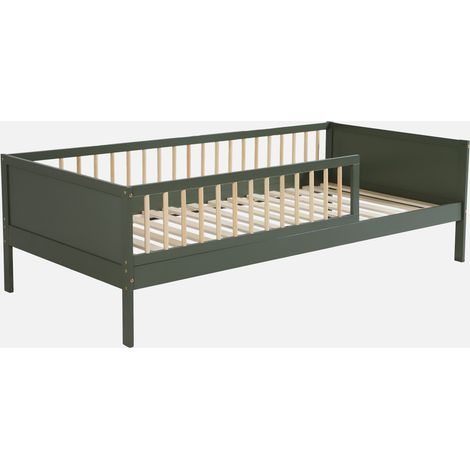 Cama infantil pino natural con somier de láminas incluido, 90cm