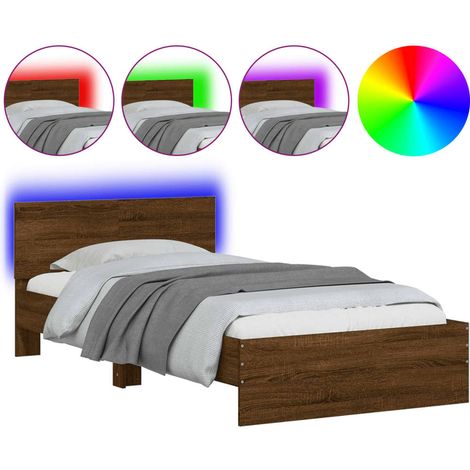 Maison Exclusive - Estructura de cama cabecero luces LED roble ma