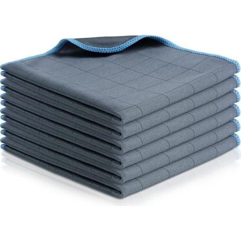 Magisches Mikrofasertuch mit Kohlefaseranteil, 6-teiliges Set, spurenfreie, saugfähige Kohlefasertücher, professionell und effektiv, Himmelblau, 30 x 40 cm (1/5)