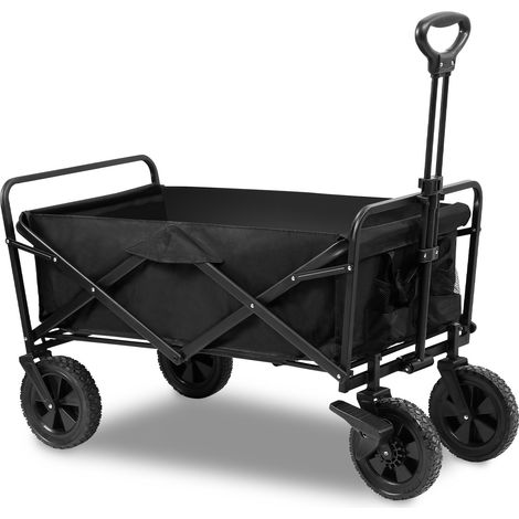 Randaco Bollerwagen faltbar Bis 100kg Tragkraft mit Bremse Räder XXL Handwagen faltbarer Transportwagen Strandwagen Gartenwagen Für Camping