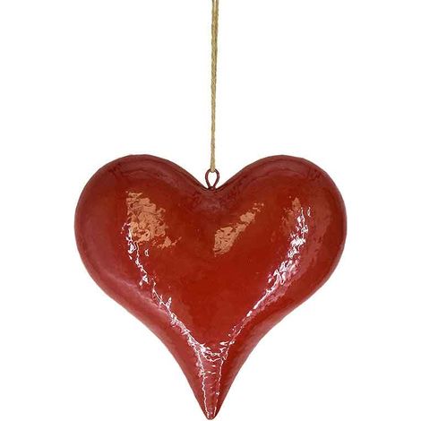 Suspension déco grand cœur rouge 30x8x30cm