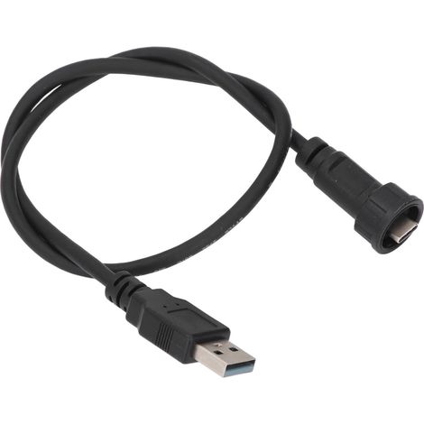 Câble d'extension étanche avec connecteur USB-C mâle à boucle vers USB 3.0 mâle droit, longueur 0,5 m, 30 V, 1,5 A (1/5)