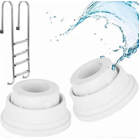 Patins de rechange en caoutchouc pour échelle de piscine Birheatry (lot de 2) - Patins d'arrêt universels blancs pour échelle, accessoires de sécurité pour rambarde de piscine (1/5)