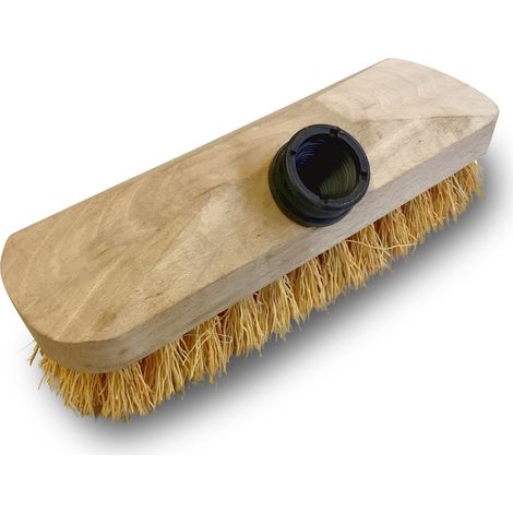 Balai brosse lave-pont 22 cm en chiendent - Monture bois - Douille vissante plastique - Quantité x 1 - Chiendent sans manche