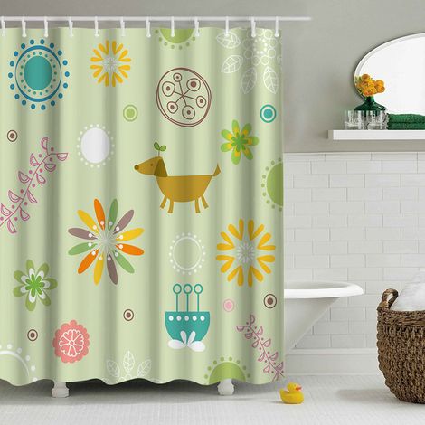 Duschvorhang 180 x 180 cm (Stil 10) – Maschinenwaschbar, dickes Polyester