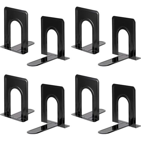 Lot de 4 Paires de SerreLivres Robustes pour étagères, Base antidérapante, Noir, idéal pour bibliothèque, Bureau, Maison, école, etc