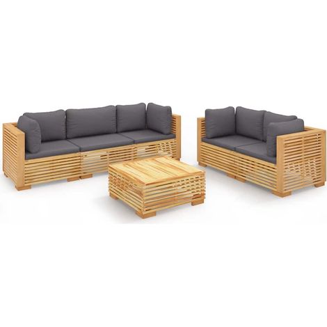 Maison Exclusive - Set Divani da Giardino 6 pz con Cuscini Legno Massello di Teak (1/5)