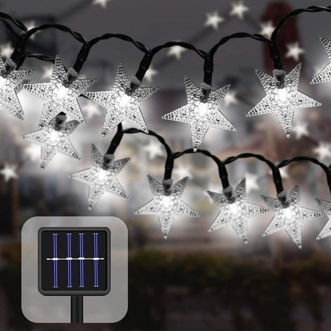 Solar-Lichterkette für den Außenbereich, 7 m, 50 LEDs, wasserdicht, Stern-Solarlampe, Weihnachtsdekoration für Party, Hochzeit, Garten, Geschäft, Zuhause im Freien (weiß) – RAPANDA (1/5)