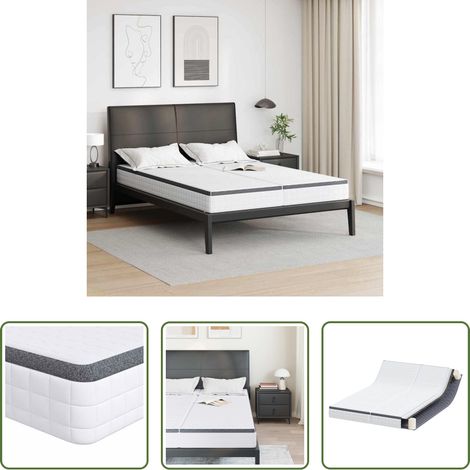 Confort modéré - Matelas 2 pcs Blanc et Gris 80 x 200 cm Printemps Bonell (1/5)
