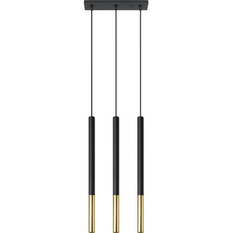 Lámpara colgante Mosaic 3L negro/dorado (1/5)