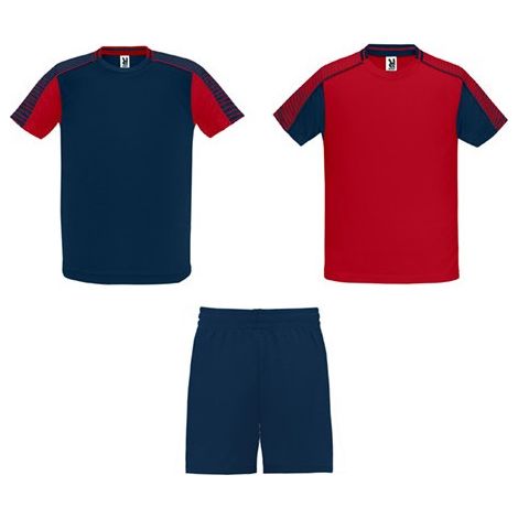 Conjunto deportivo unisex compuesto de 2 camisetas y pantalón ROLY unisex L Rojo/Marino
