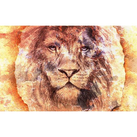 Tableau portrait artistique de tête de lion - 80x50 cm (1/5)