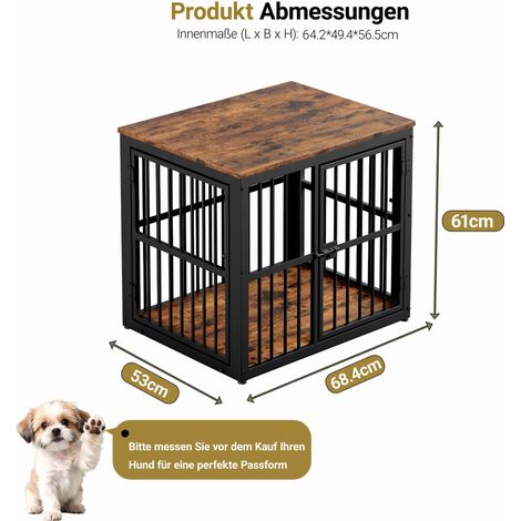 Cage modulaire pour chien avec 3 portes et plateau imperméable, transformable en table d'appoint ou table de chevet, combinable et empilable pour plusieurs chiens, dimensions extérieures 68,4 x 53 x 6 (1/4)