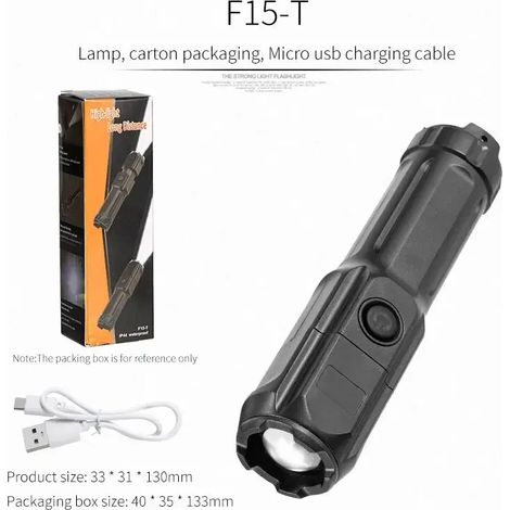 4 modes d'éclairage - Lampe torche LED haute puissance - Zoom télescopique - Longue portée - Lampe torche de camping (1/5)